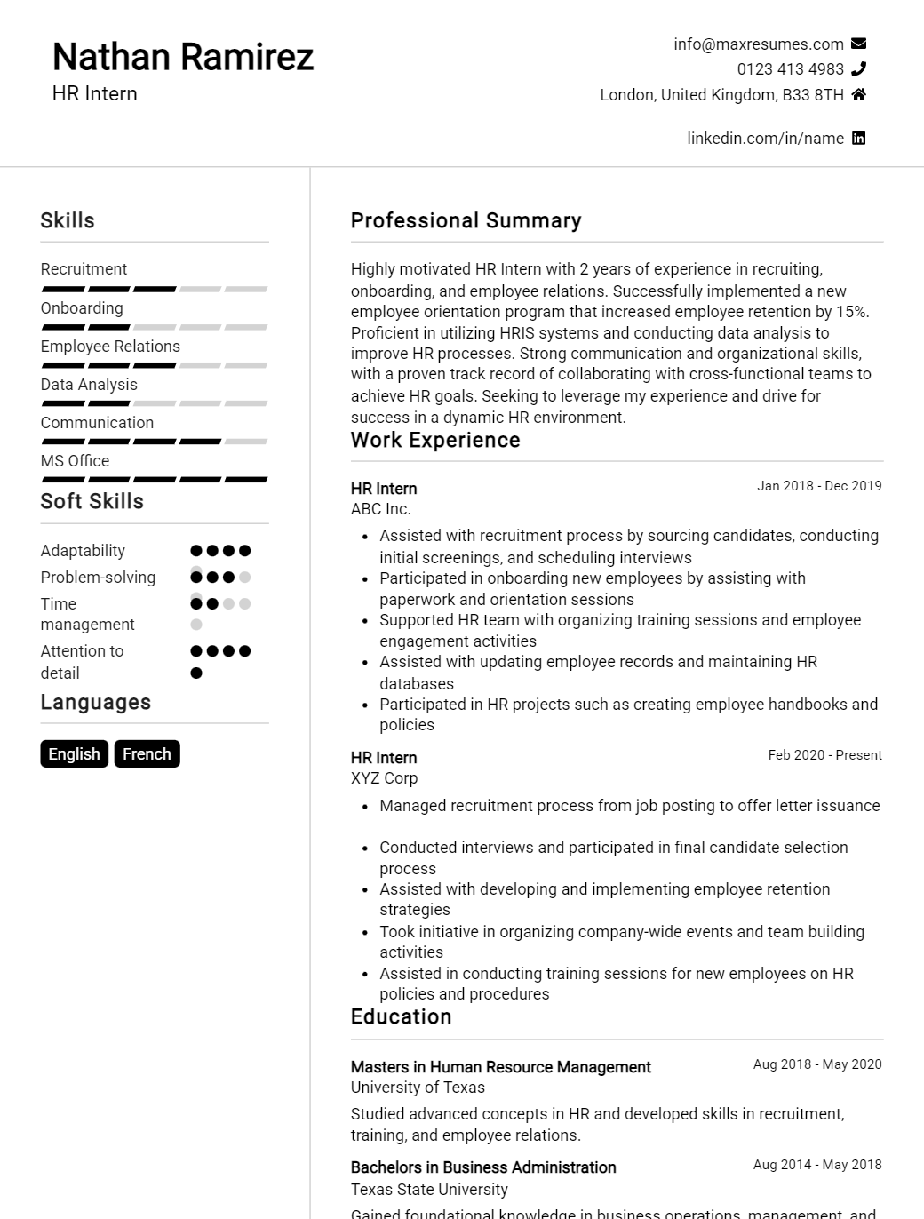 intern-resume-sample