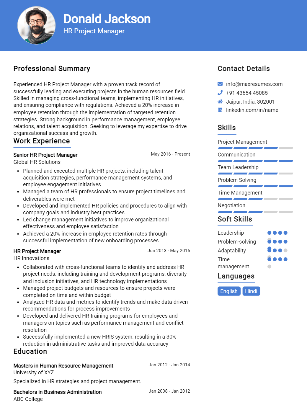 project-manager-resume-sample