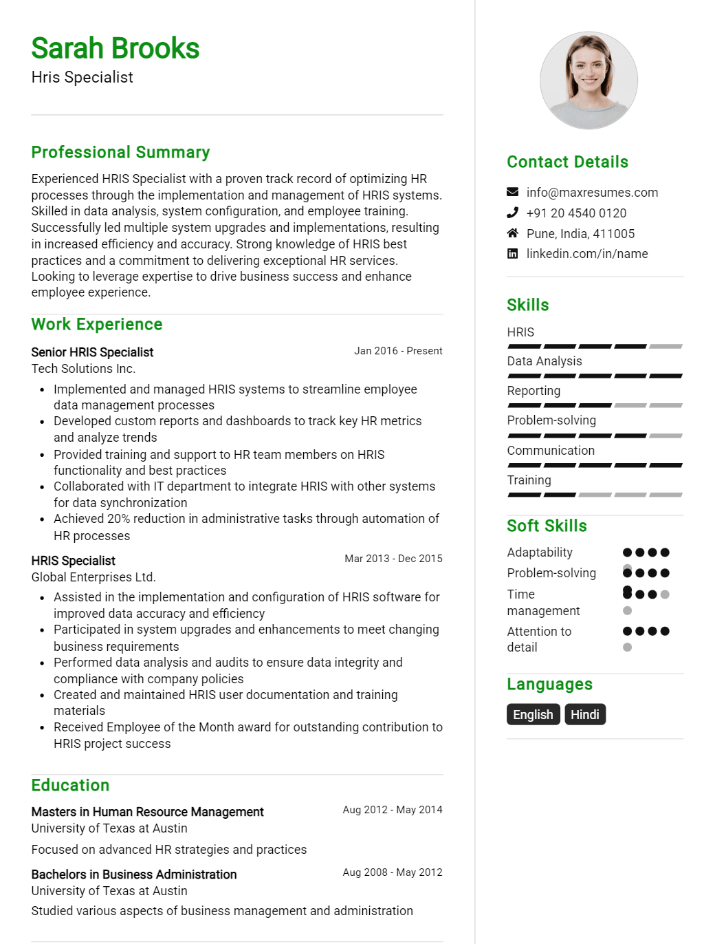 hris-specialist-resume-sample
