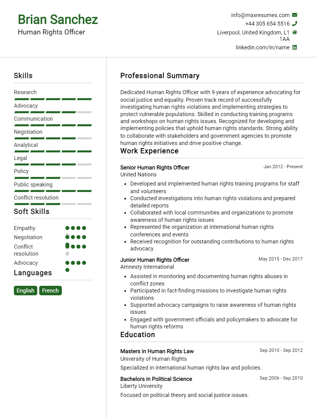 human-rights-officer-resume-sample