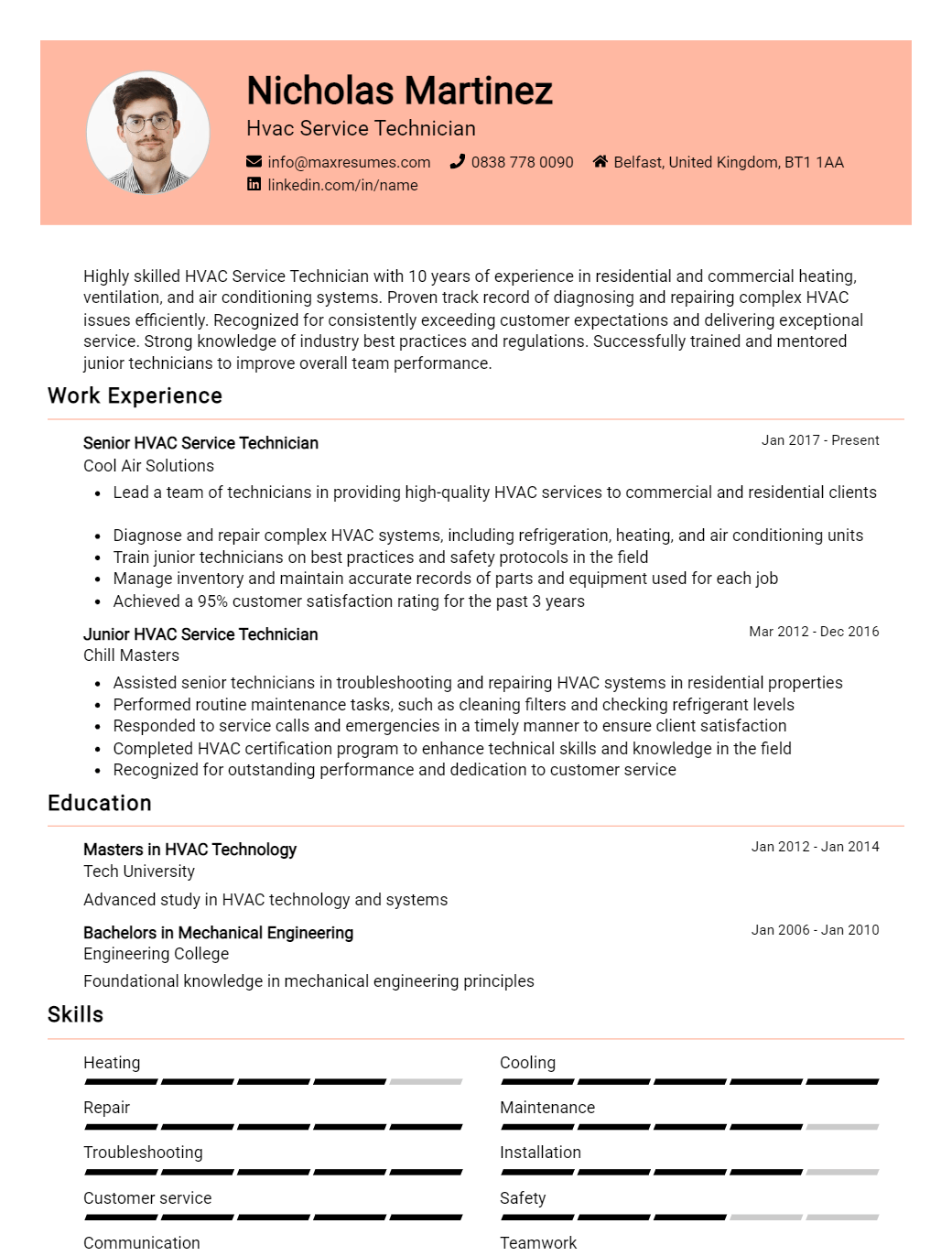 service-technician-resume-sample