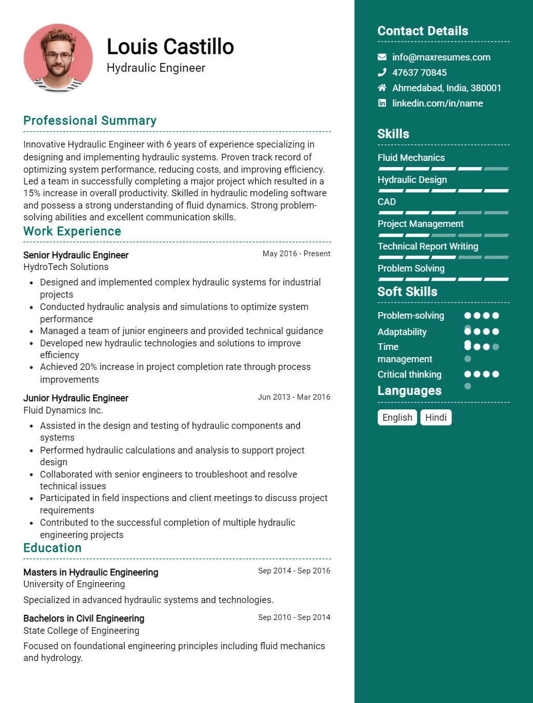 hydraulic-engineer-resume-sample