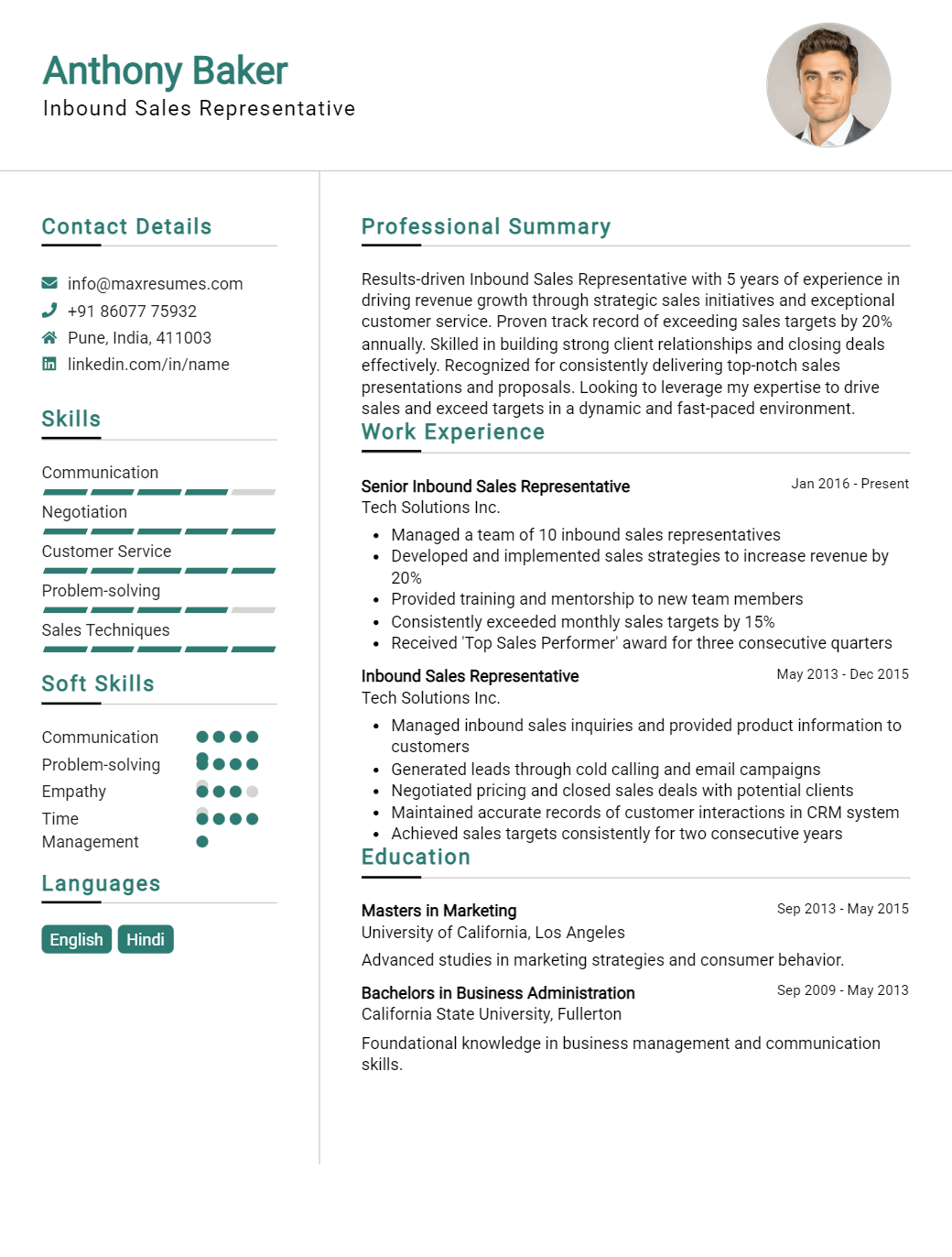 inbound-sales-representative-resume-sample