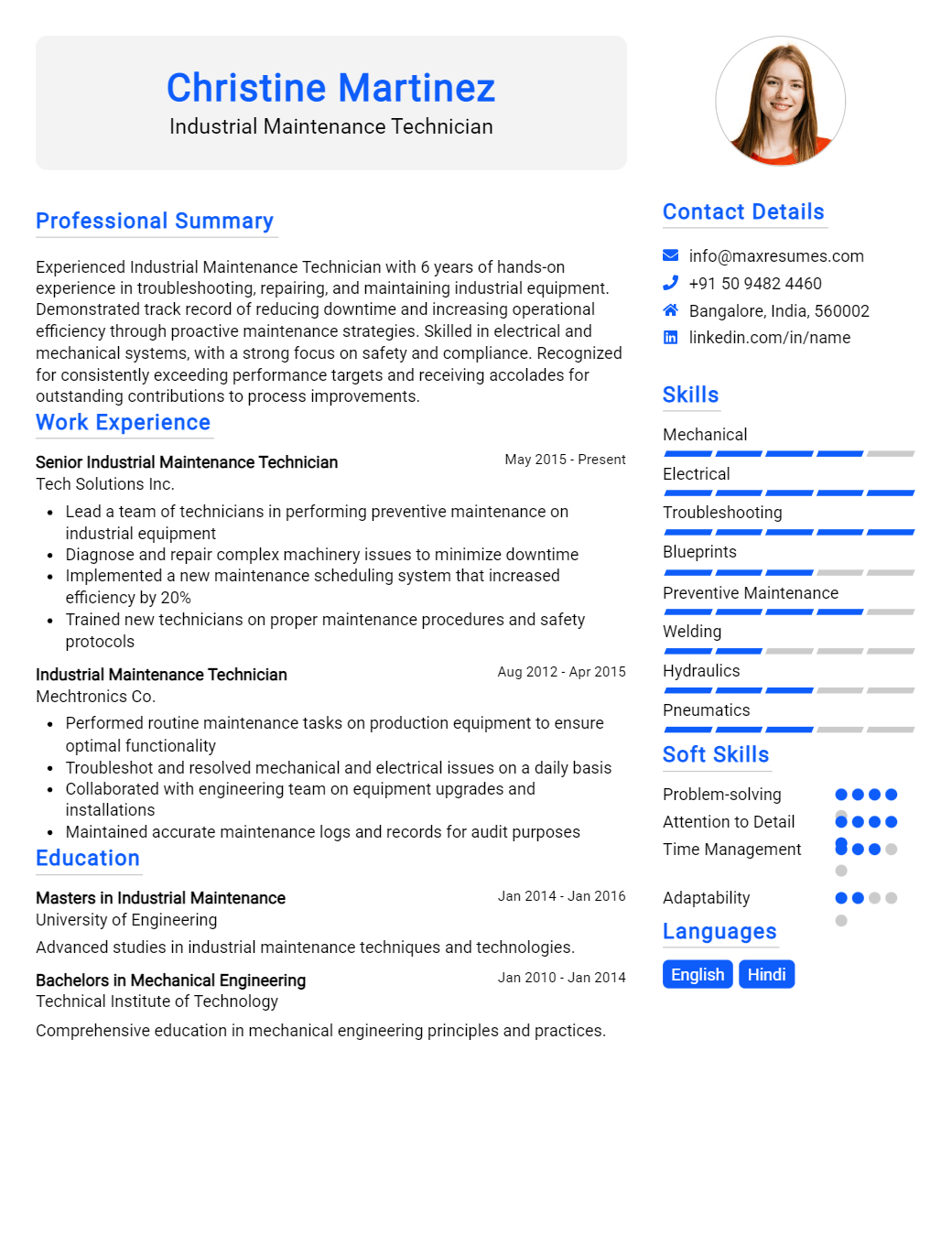 industrial-maintenance-technician-resume-sample