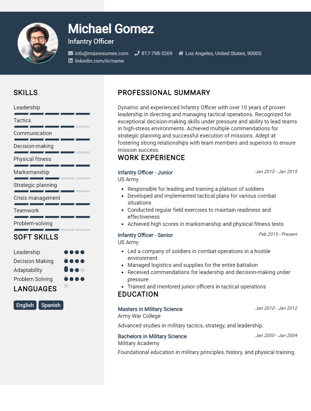 infantry-officer-resume-sample
