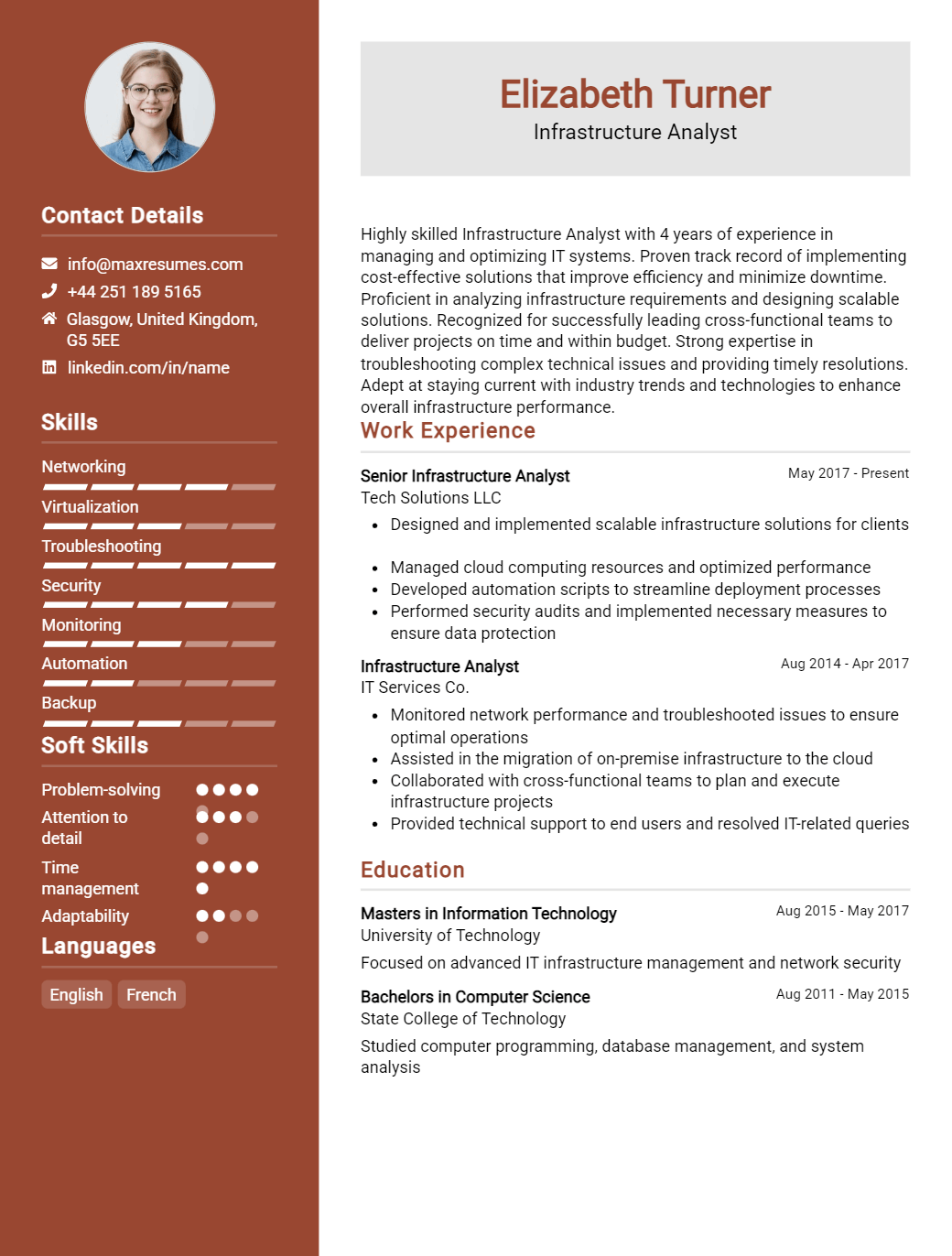 infrastructure-analyst-resume-sample