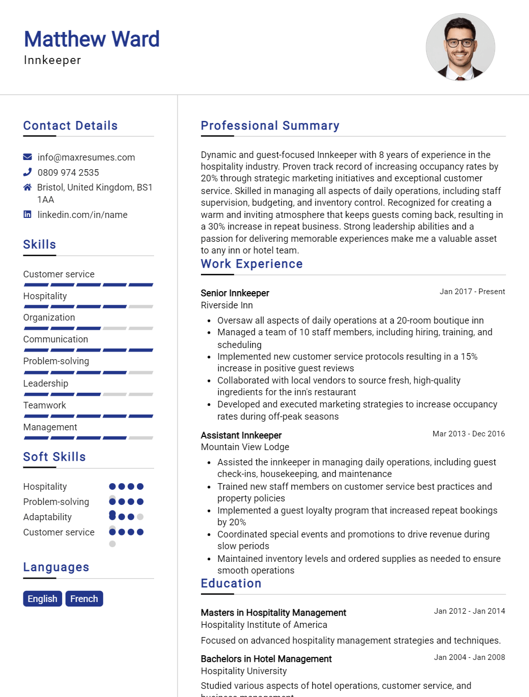 innkeeper-resume-sample