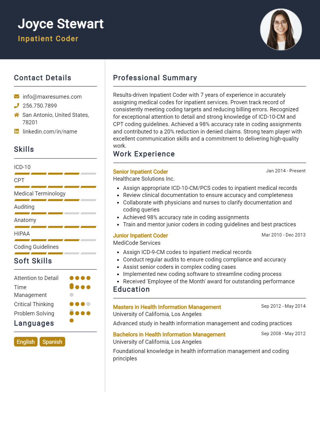 inpatient-coder-resume-sample