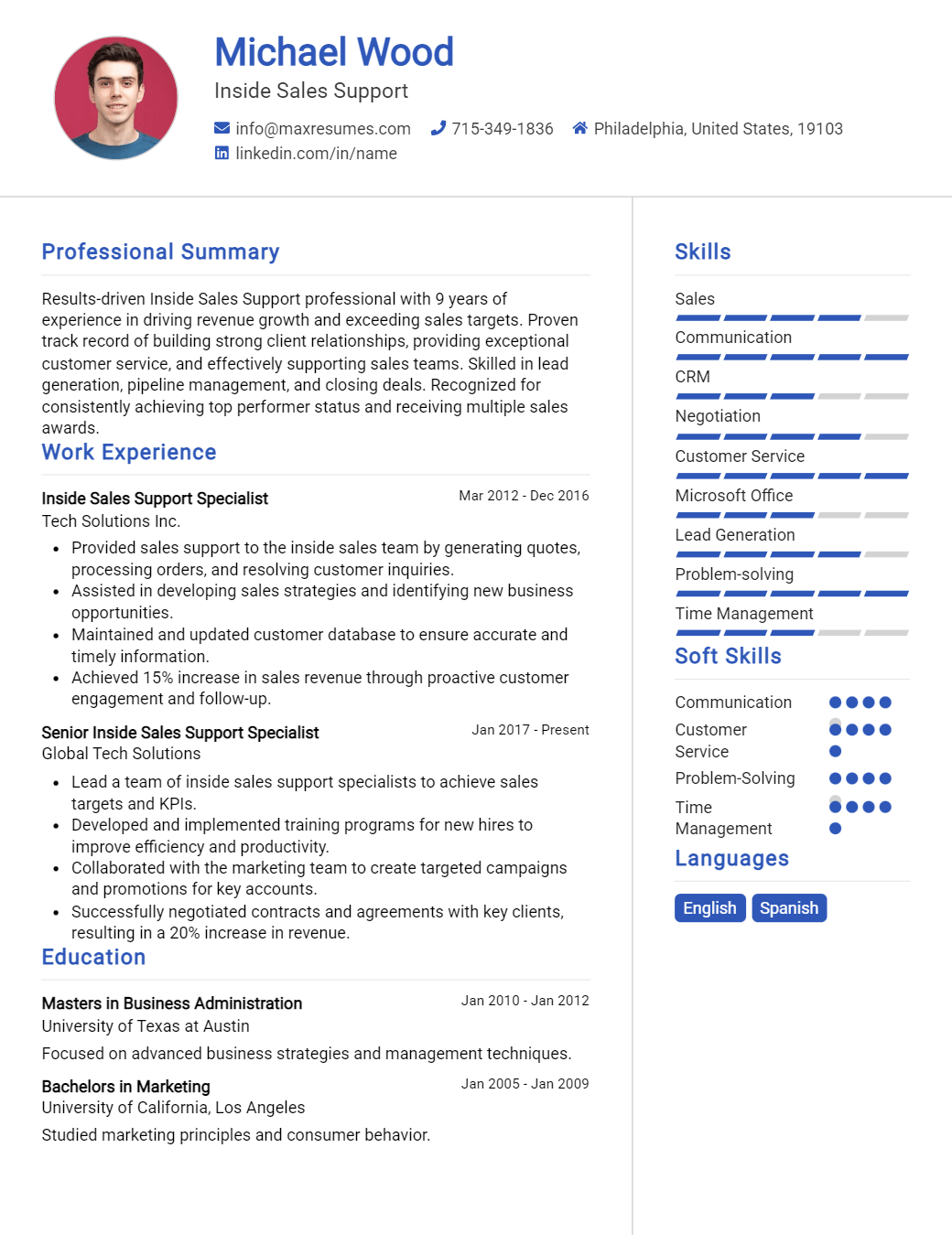 inside-sales-support-resume-sample