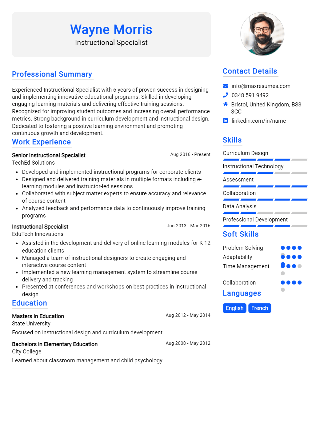 instructional-specialist-resume-sample