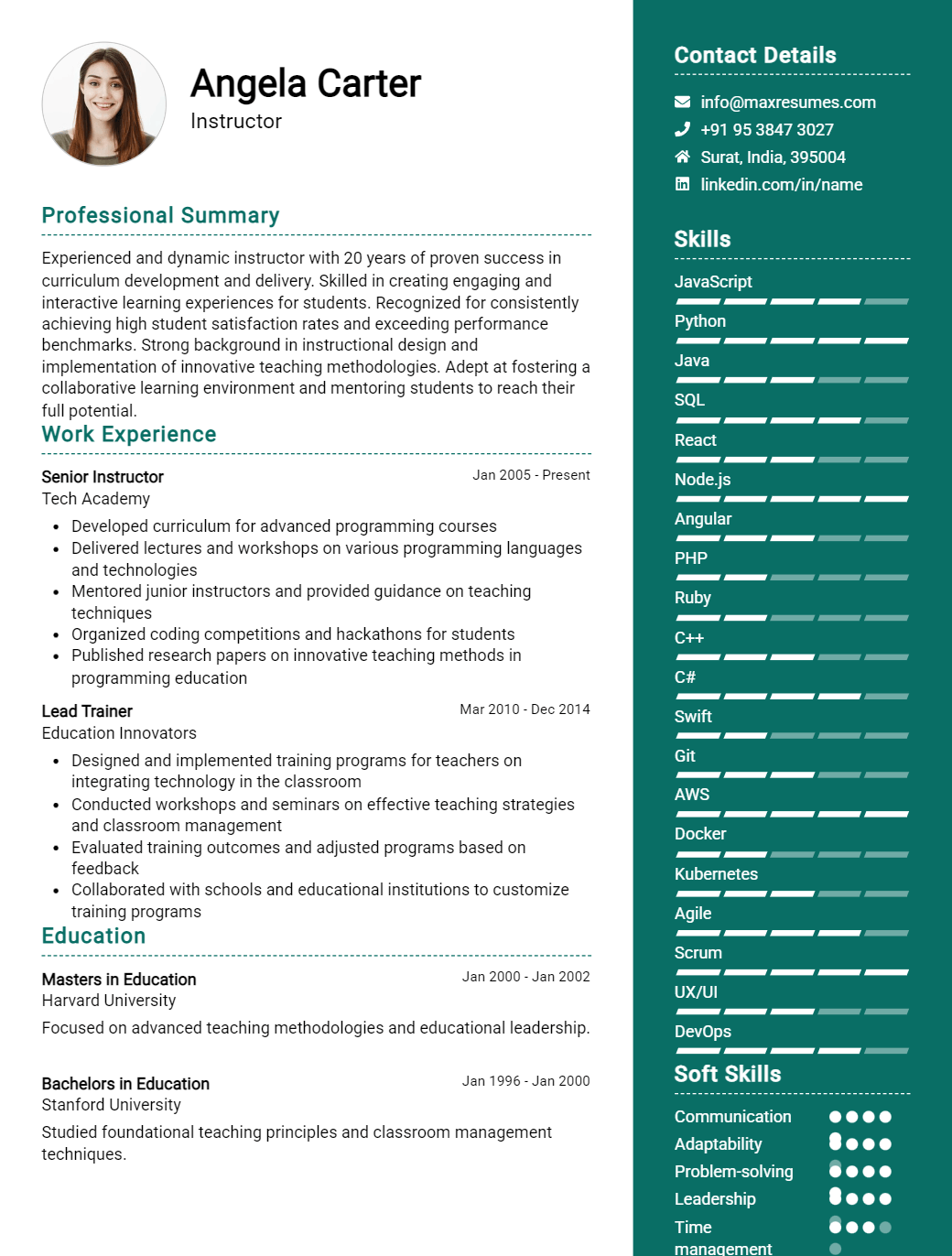 instructor-resume-sample