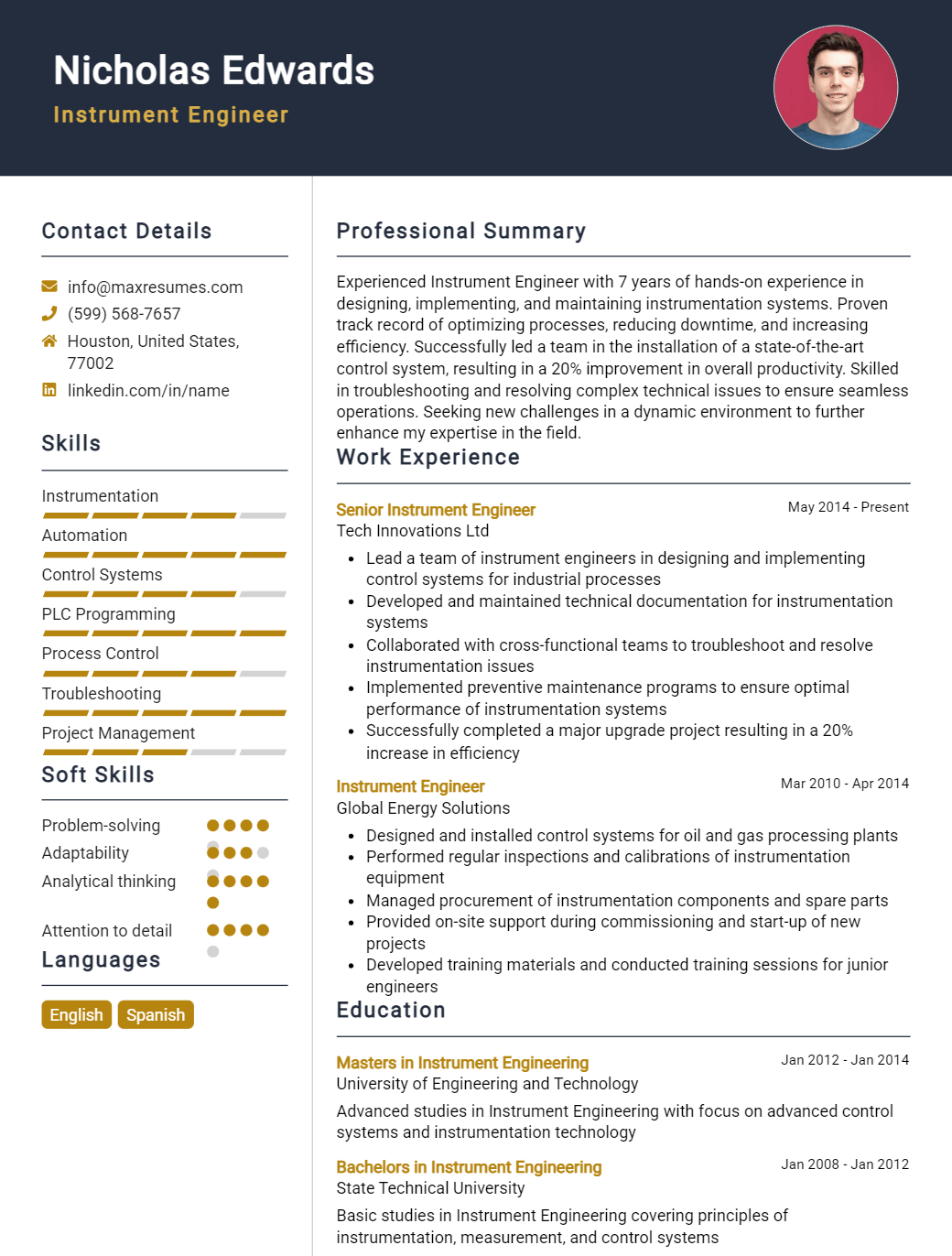 instrument-engineer-resume-sample