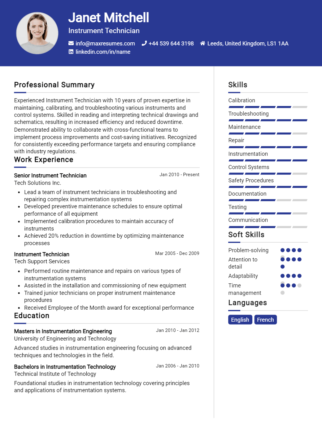 instrument-technician-resume-sample