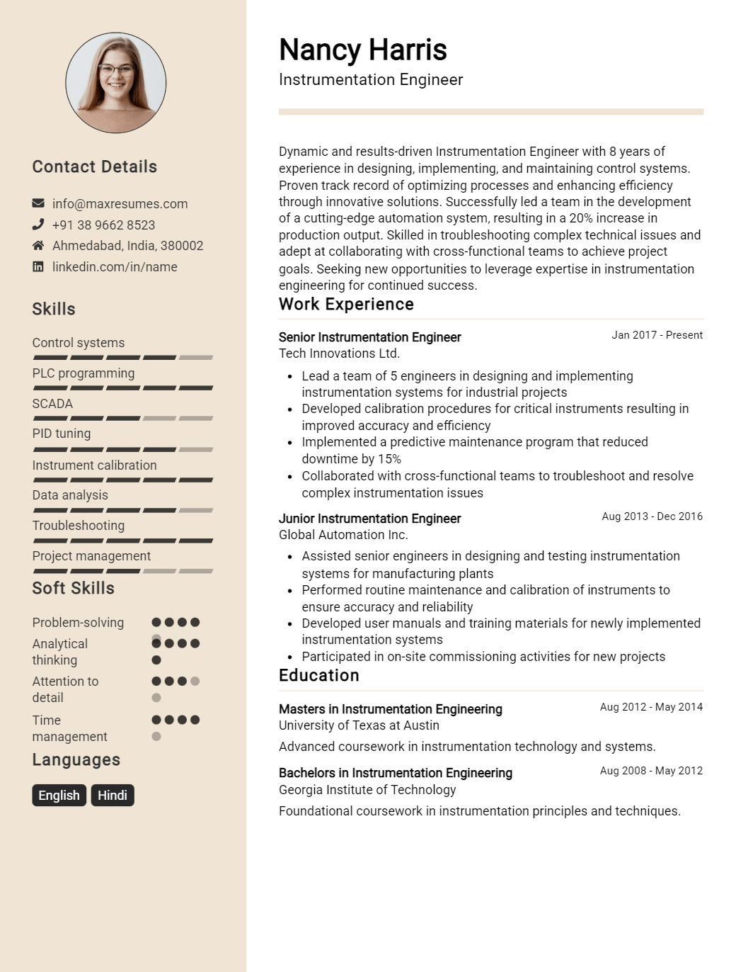 instrumentation-engineer-resume-sample
