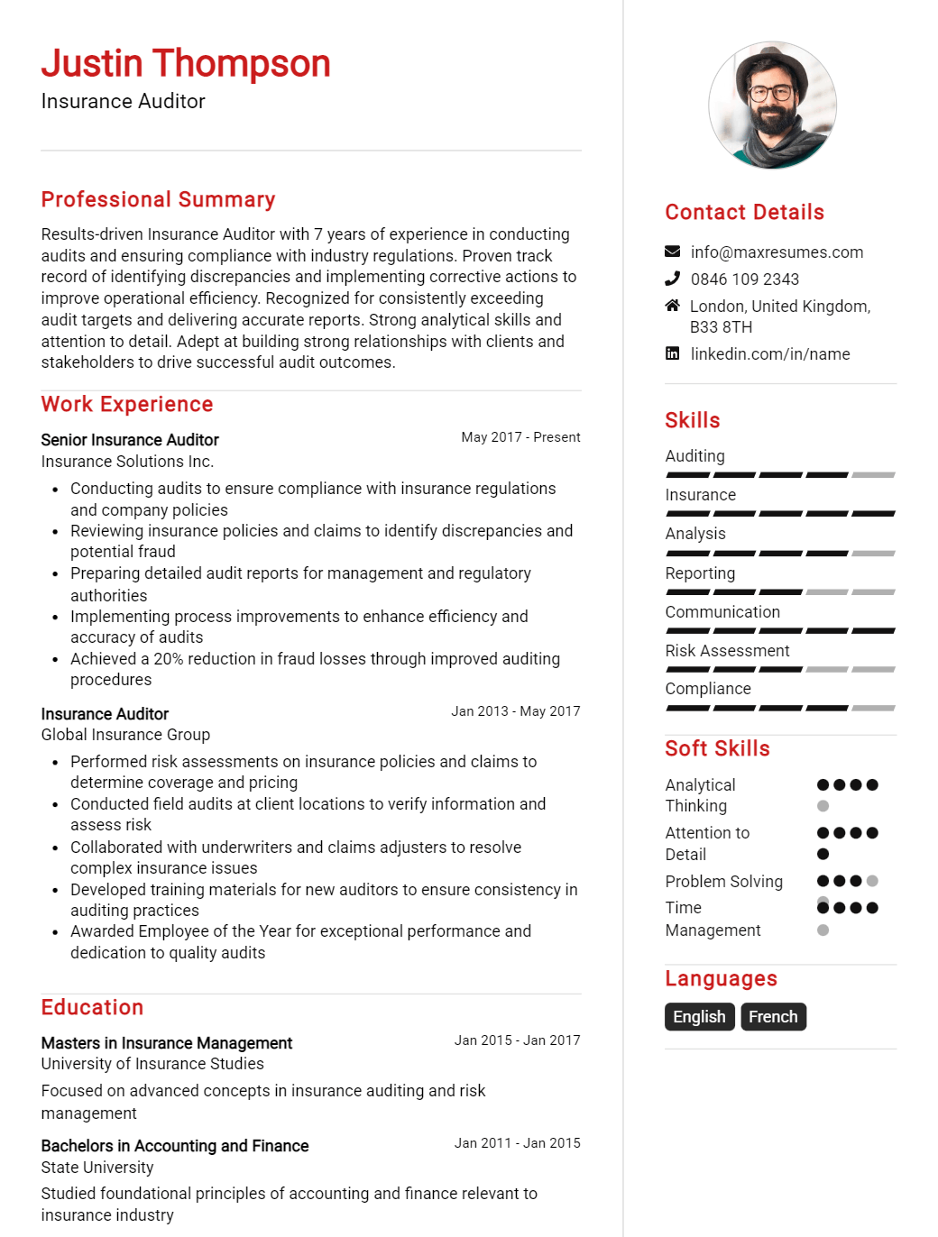 auditor-resume-sample