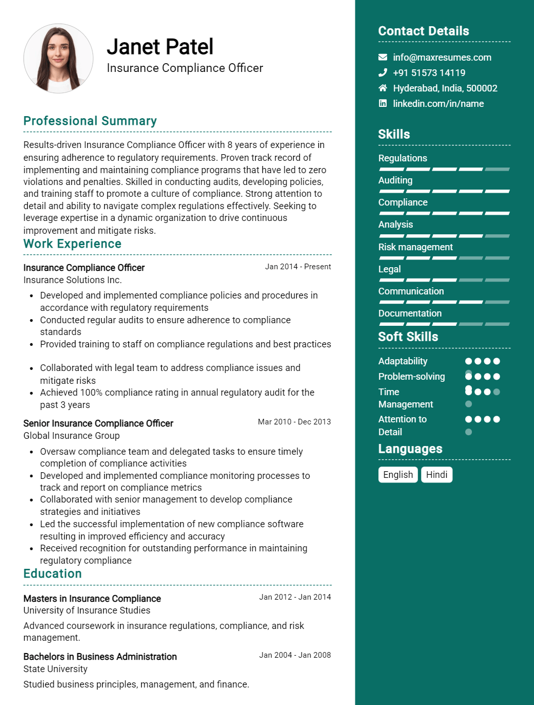 compliance-officer-resume-sample