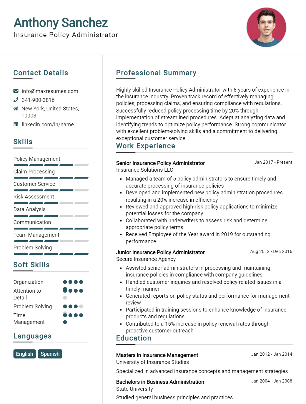 policy-administrator-resume-sample