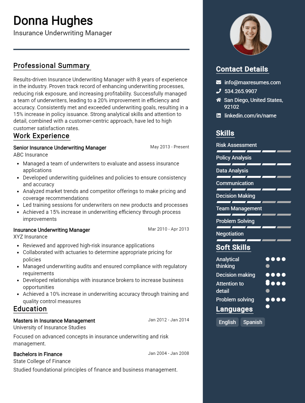 underwriting-manager-resume-sample