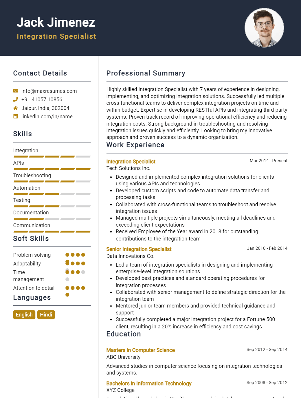 integration-specialist-resume-sample