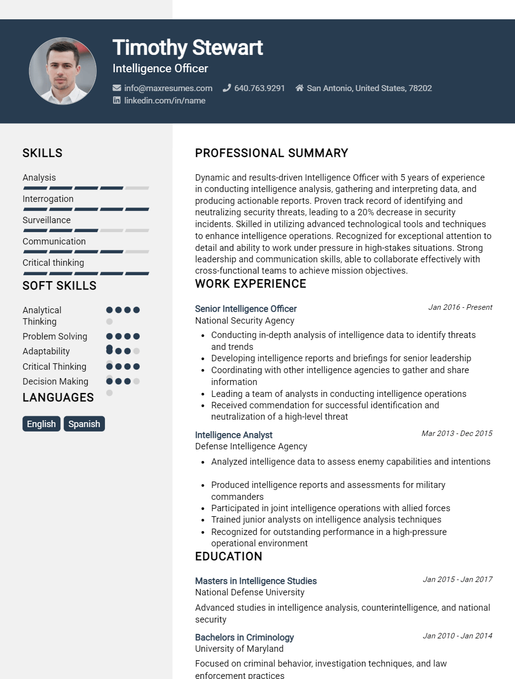 intelligence-officer-resume-sample
