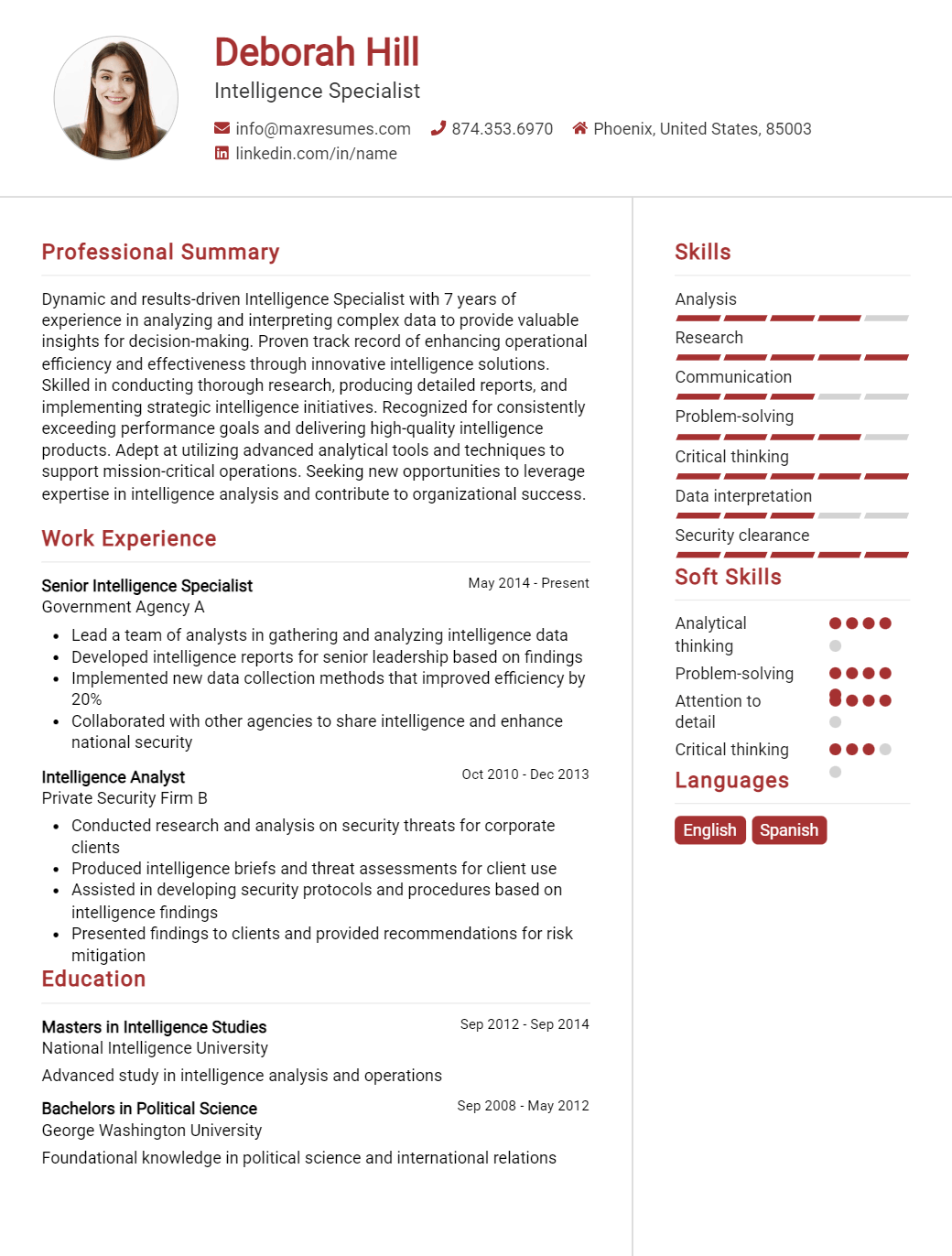 intelligence-specialist-resume-sample