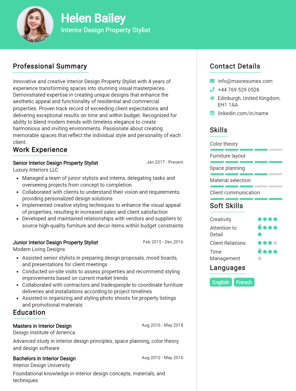 property-stylist-resume-sample