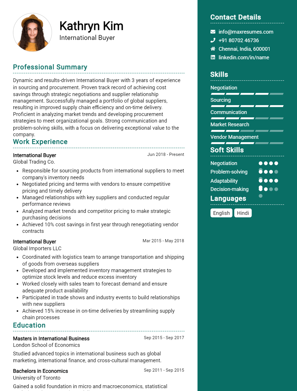 international-buyer-resume-sample
