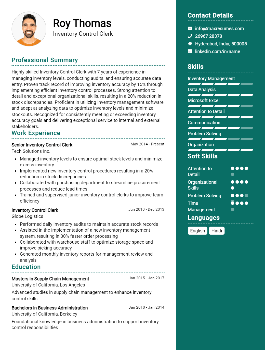 inventory-control-clerk-resume-sample