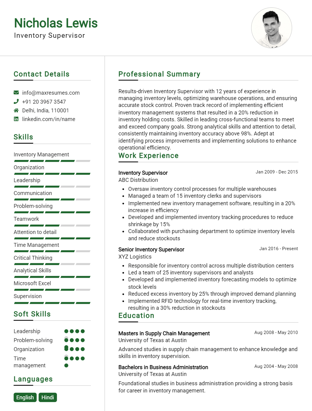 inventory-supervisor-resume-sample