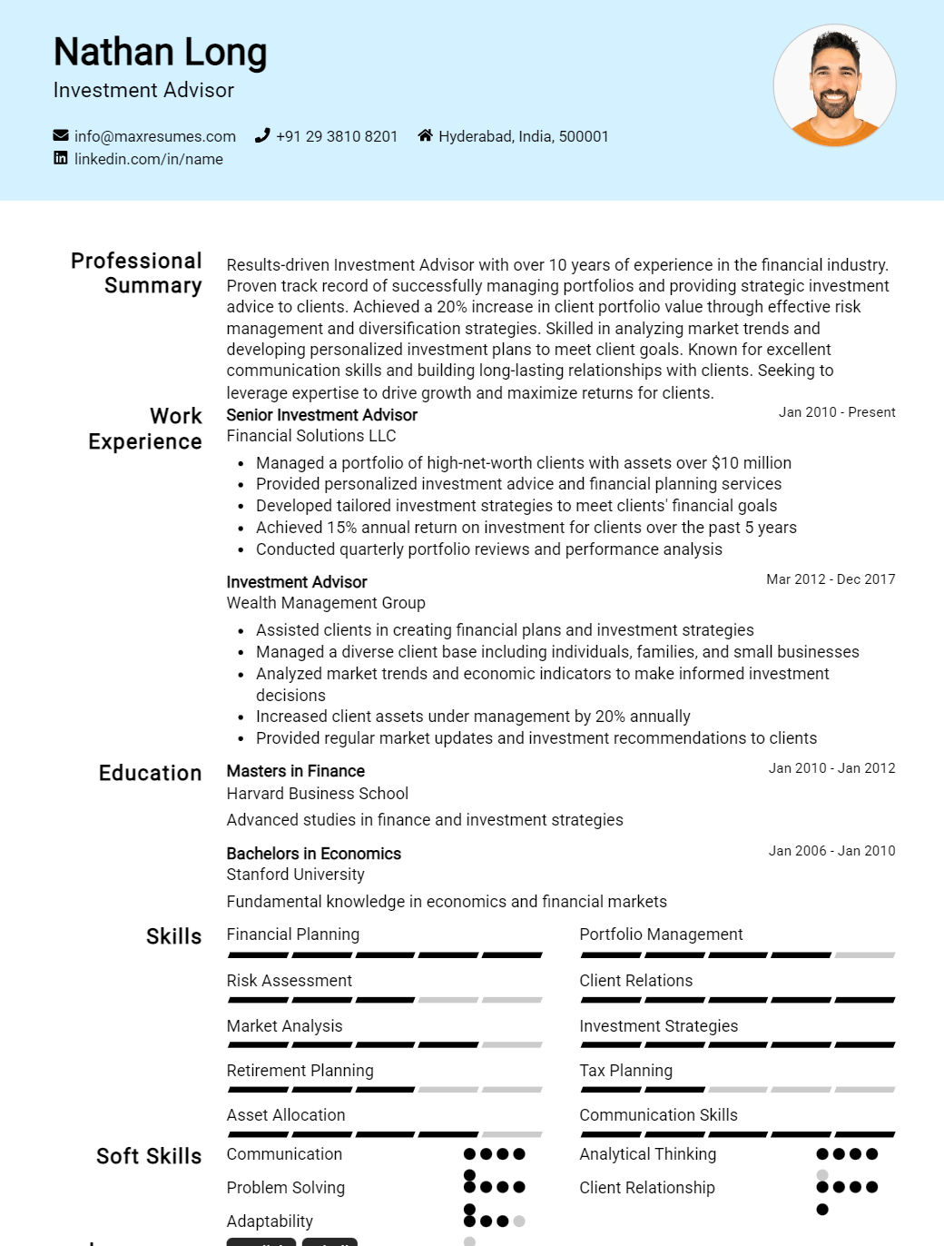 investment-advisor-resume-sample