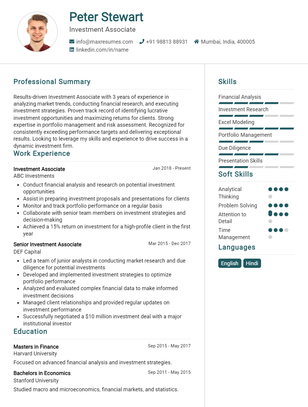 investment-associate-resume-sample