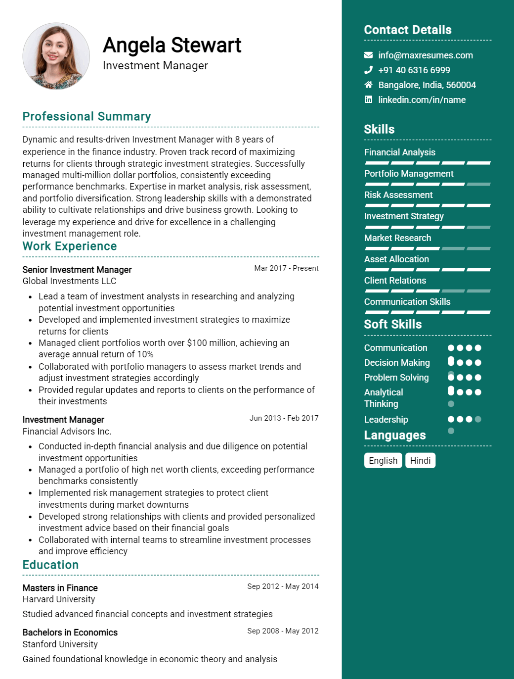 investment-manager-resume-sample