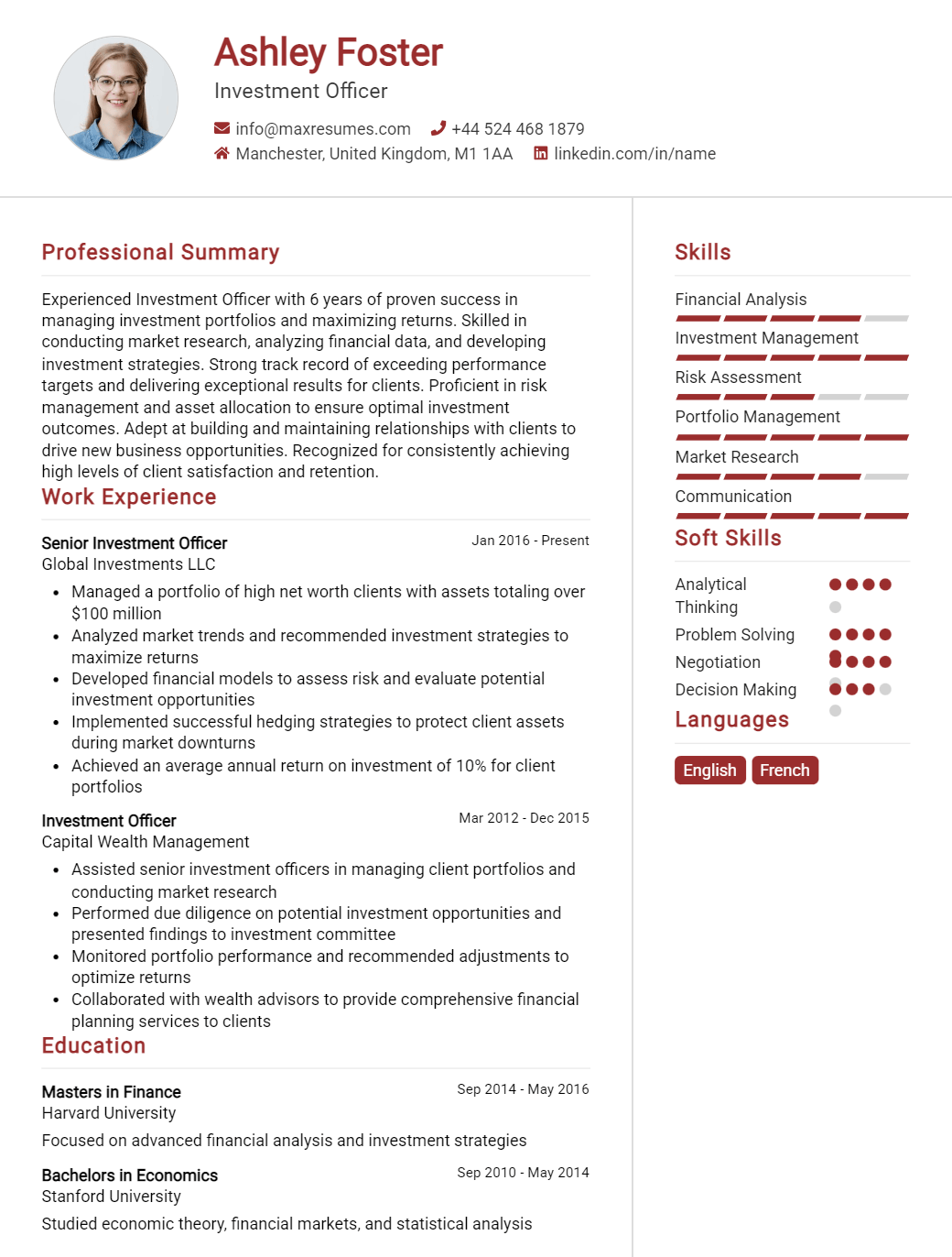 investment-officer-resume-sample