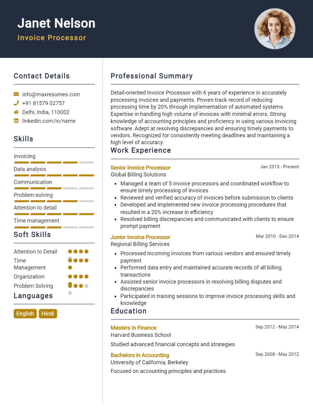 invoice-processor-resume-sample