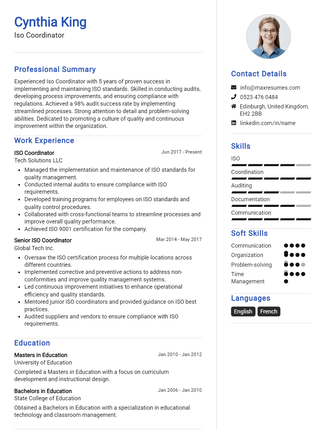 iso-coordinator-resume-sample