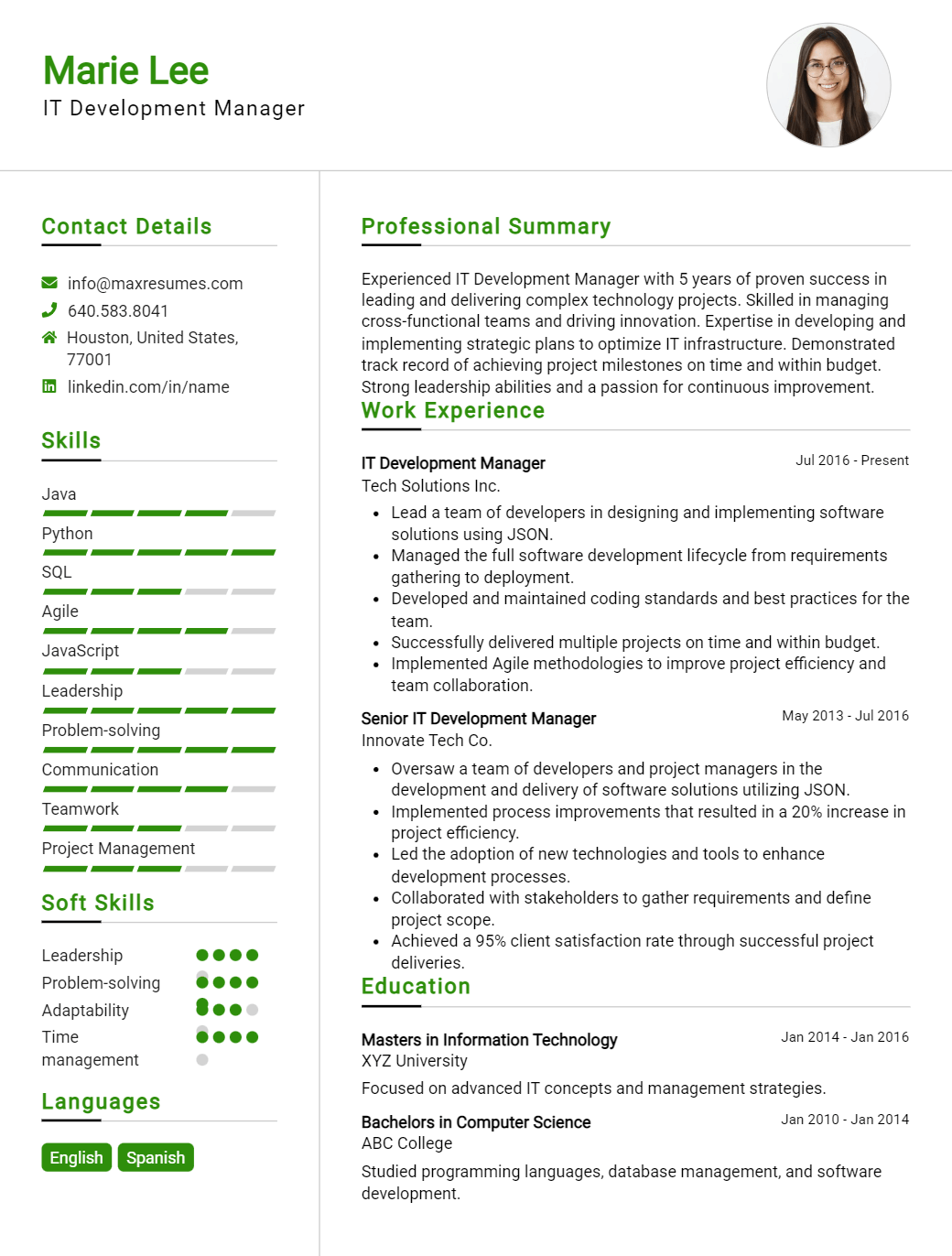 development-manager-resume-sample