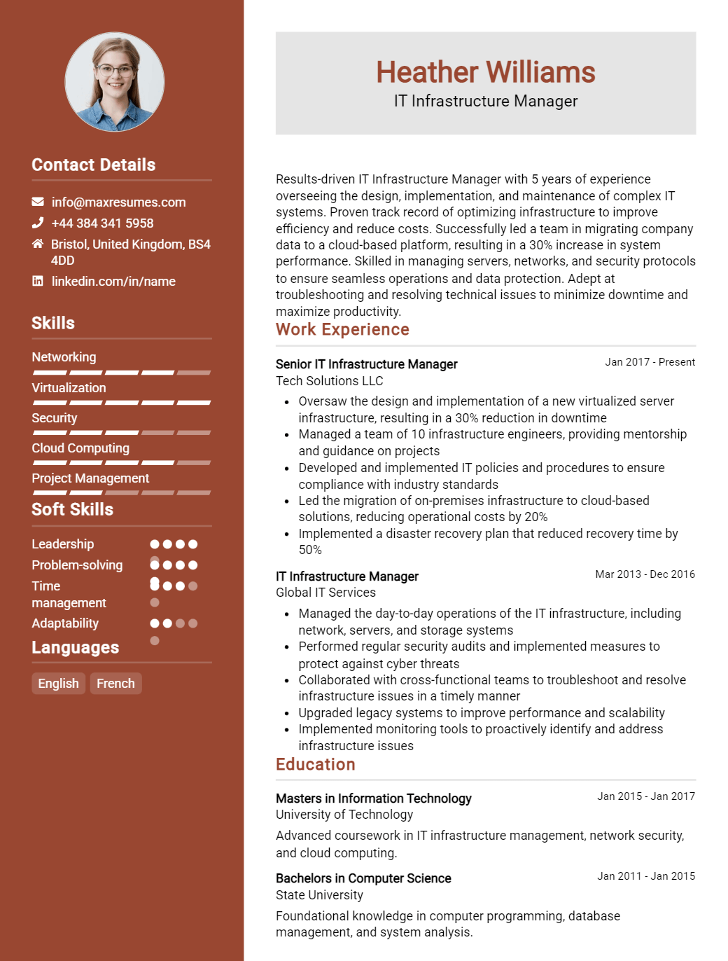 infrastructure-manager-resume-sample