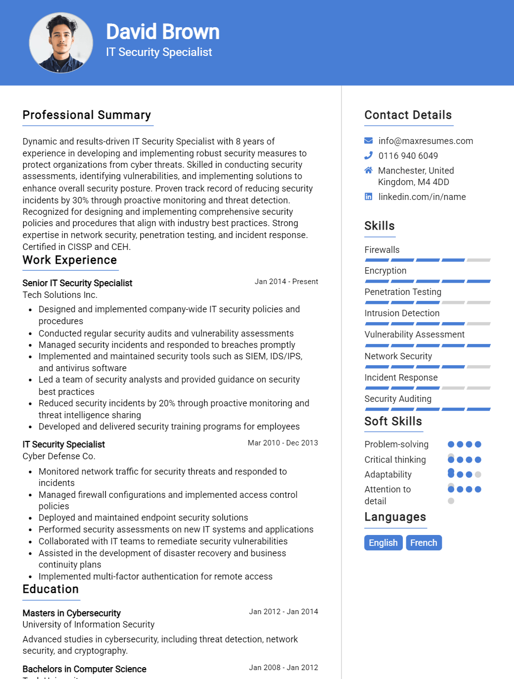 security-specialist-resume-sample