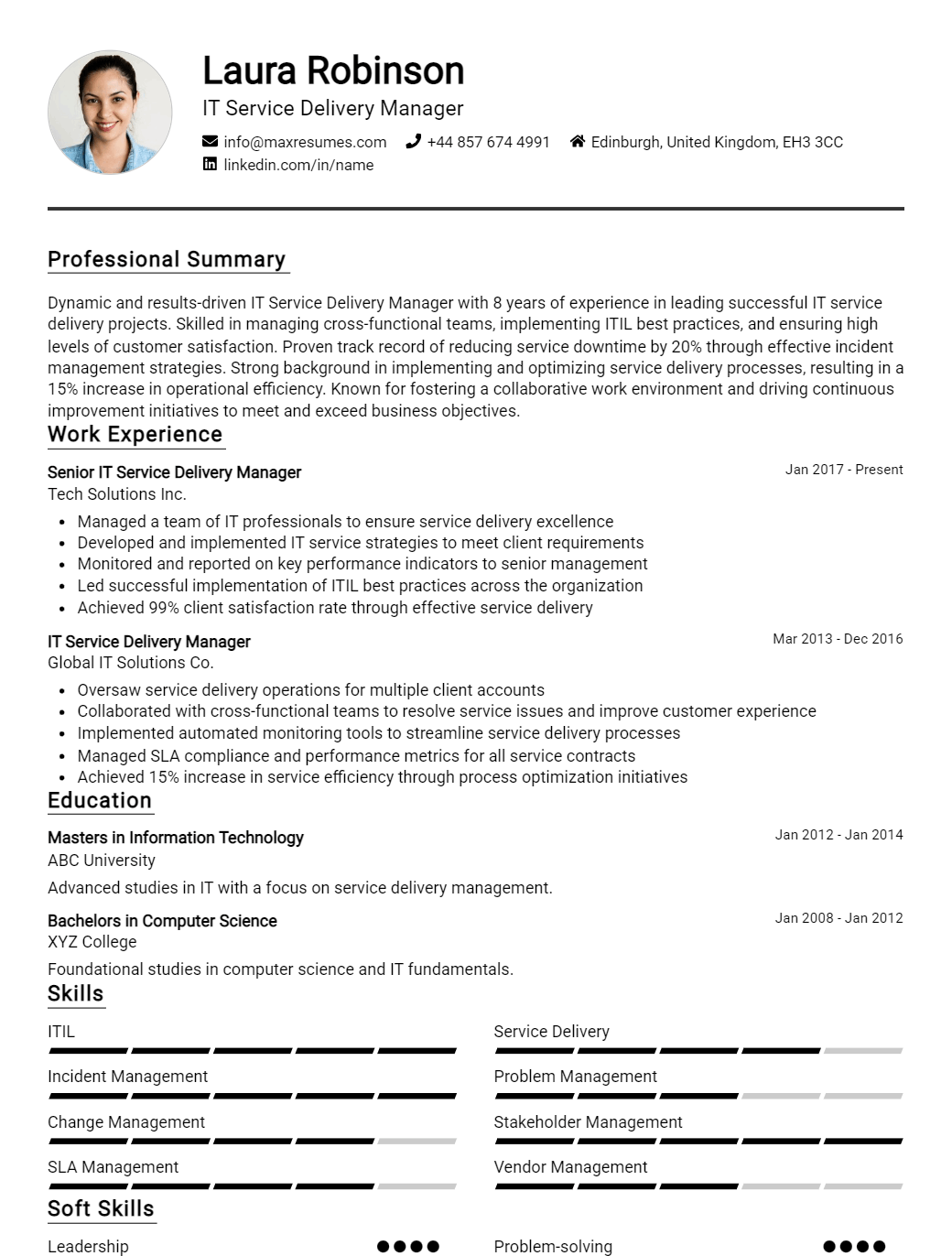 service-delivery-manager-resume-sample