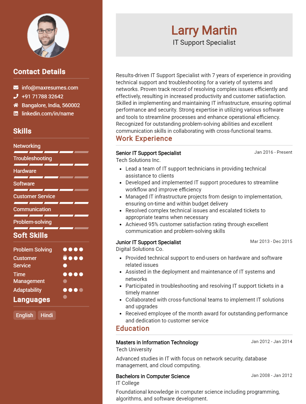 support-specialist-resume-sample