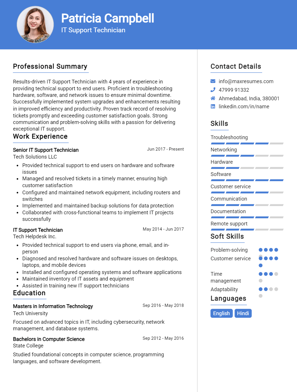 support-technician-resume-sample
