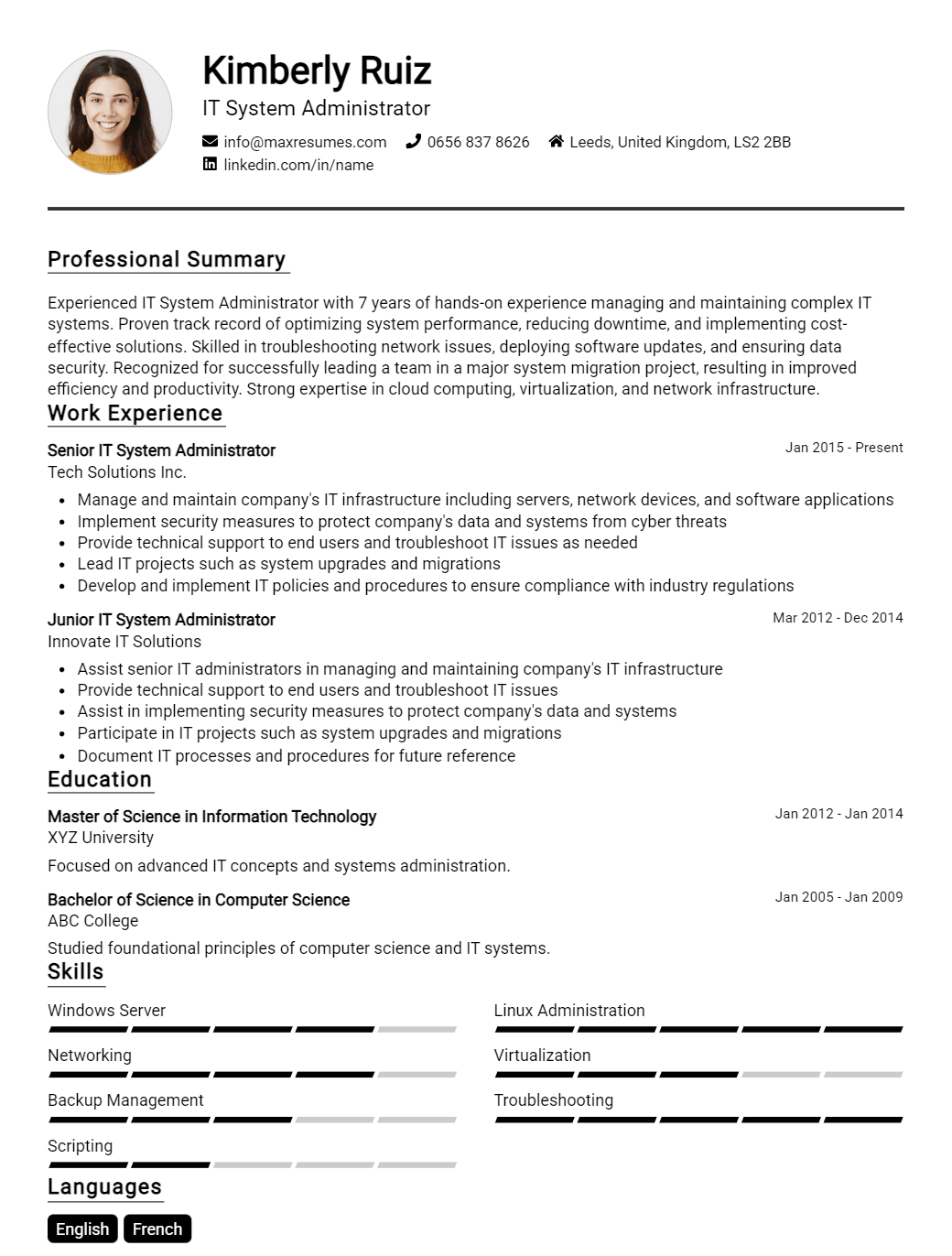 system-administrator-resume-sample