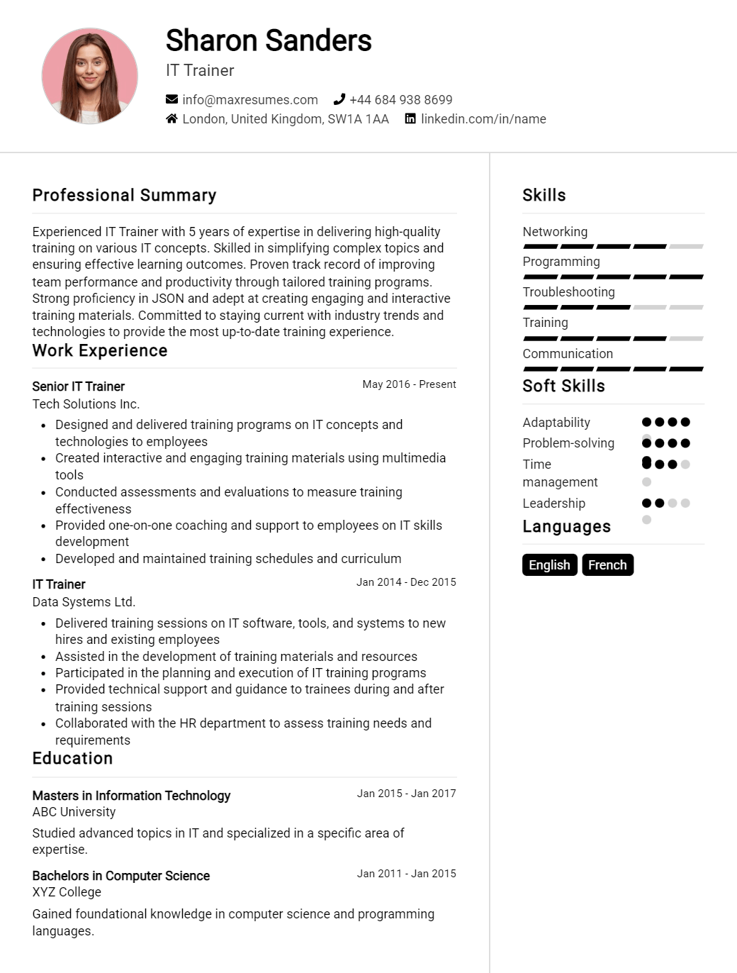 trainer-resume-sample