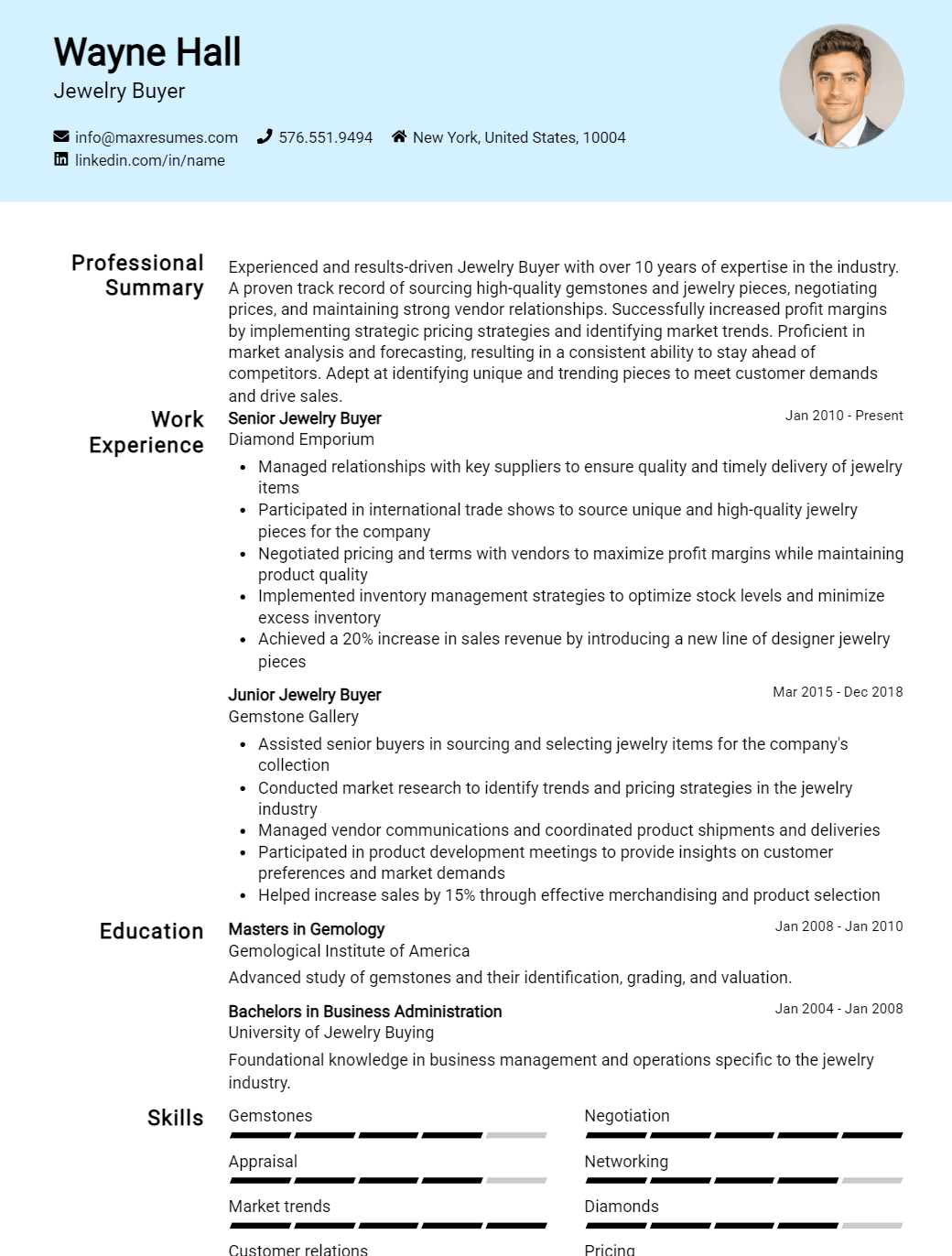jewelry-buyer-resume-sample