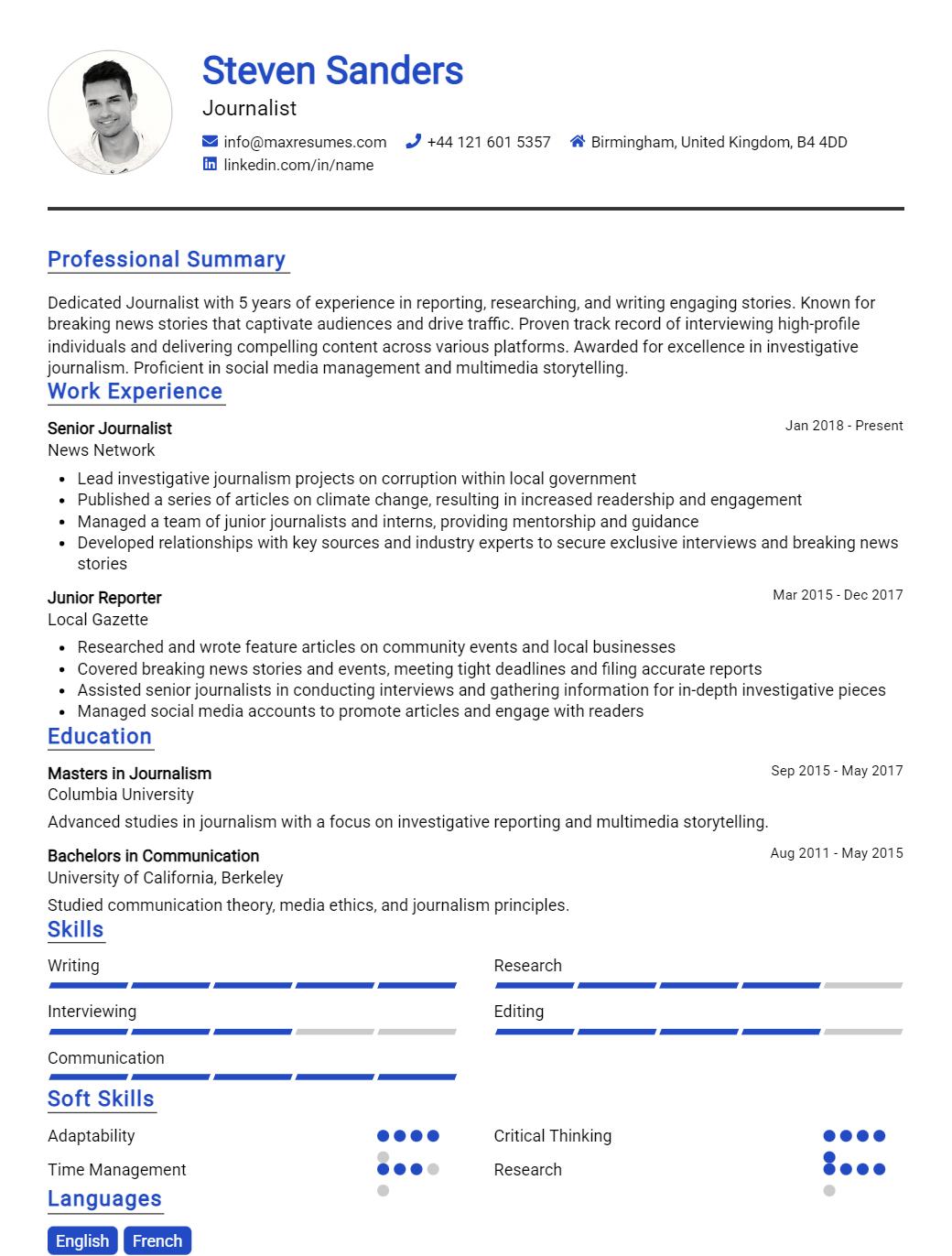 journalist-resume-sample
