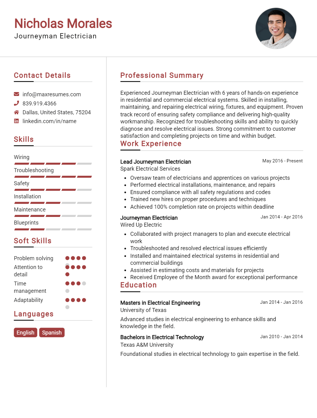 journeyman-electrician-resume-sample