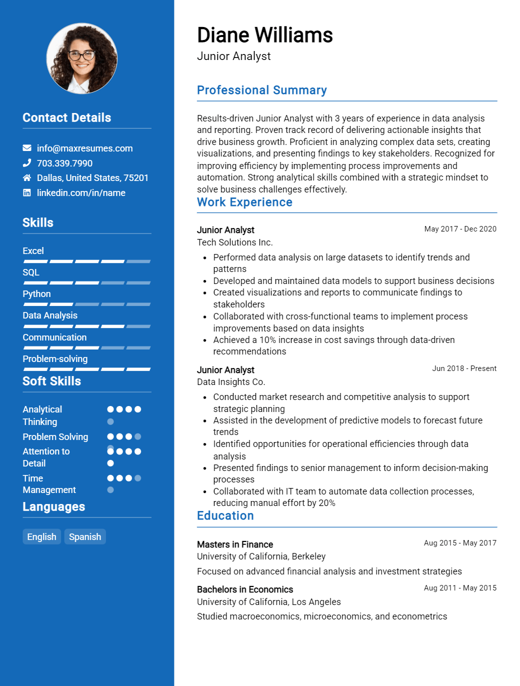junior-analyst-resume-sample