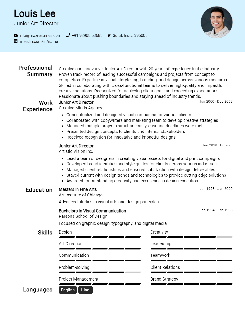 junior-art-director-resume-sample