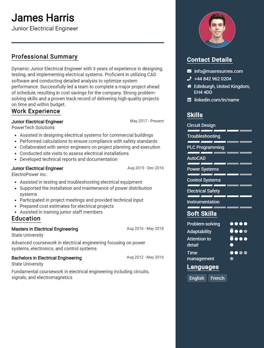 junior-electrical-engineer-resume-sample