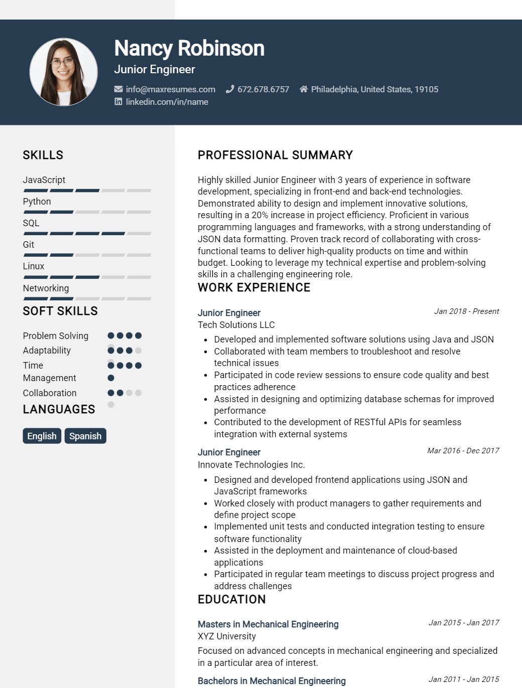junior-engineer-resume-sample